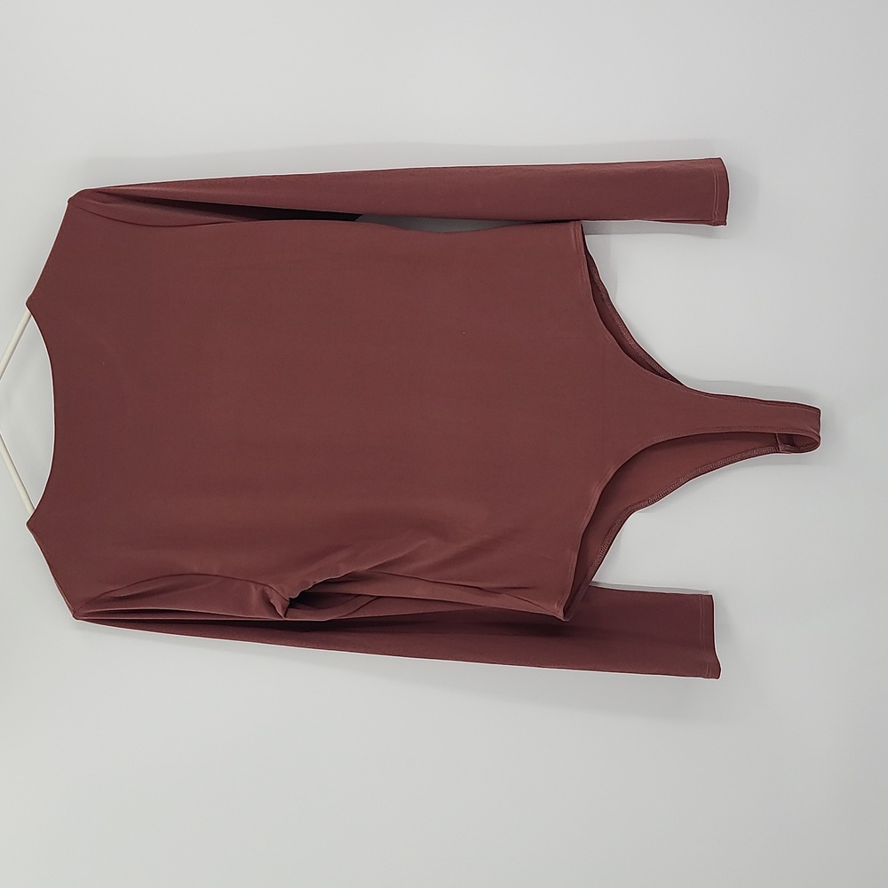 Meraki XL Mauve long sleeve crewneck stretchy bodysuit snap crotch fall cozy - Picture 4 of 4